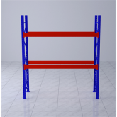 重型棧板式貨架 兩層橫梁,1500kg/層 橘紅色+藍(lán)色